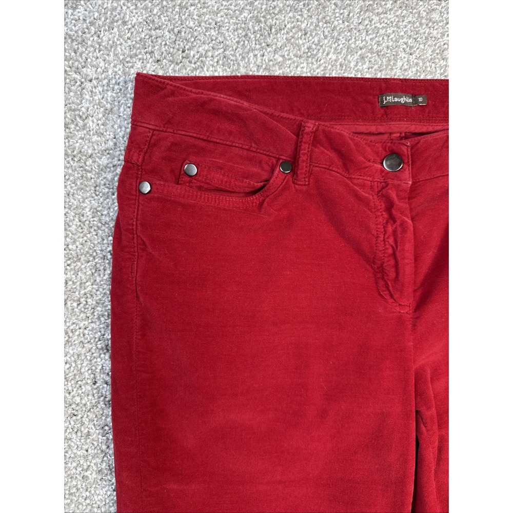 J.McLaughlin Pants Women's 10 Red Velvet Velour Straight Leg Stretch - Picture 9 of 12